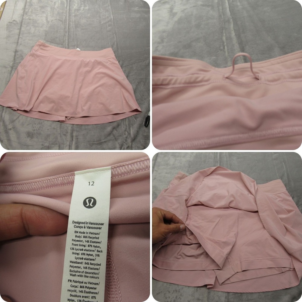 Lululemon Skirt Womens 12 Light Pink Short Liner Lightweight High-Rise‎ Tennis
